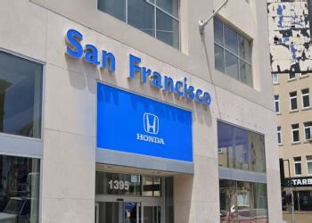 Honda san francisco - San Francisco Honda. Not rated (72 reviews) 1395 Van Ness Ave San Francisco, CA 94109. Sales hours: 9:00am to 7:00pm. Service hours: 7:00am to 7:00pm. View all hours.